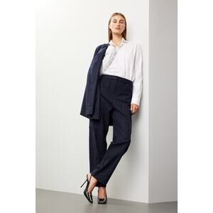 THAKOON x RTR Navy Stripe Twill Pinstripe Cargo Pants Size 12